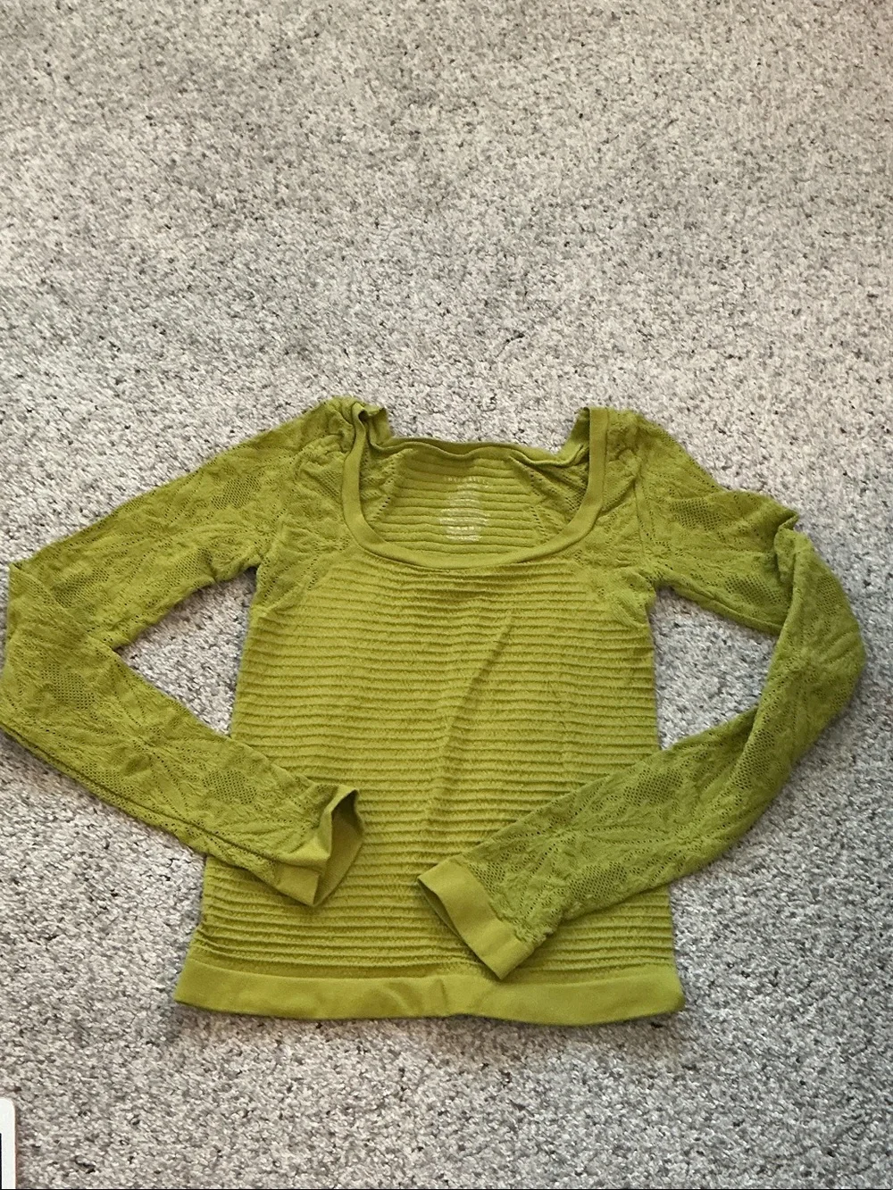Free People Cutout Long Sleeve Seamless Top ~ Chartreuse